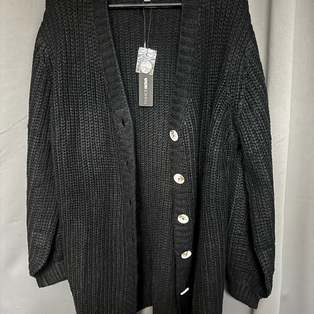 Fashion Nova Black Knit Cardigan
